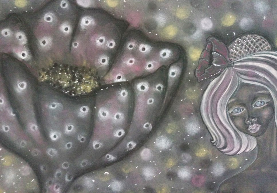 Detail of 'Lynette'. Chalk pastel drawing by Shorena Ratiani