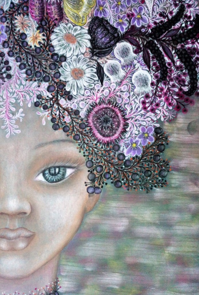 Close up of 'Giselle'. Drawing by Shorena Ratiani. Chalk pastel on paper.